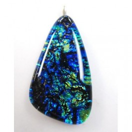 Iridescent Glass pendant on Sterling Silver Necklace