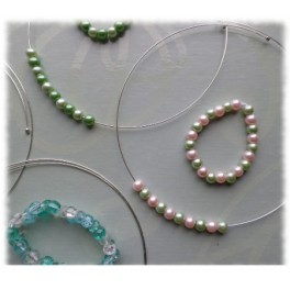 Children's Pearl necklace and bracelet set - shades of green